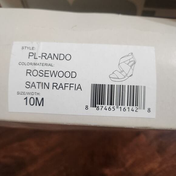 BCBGeneration Rando Rosewood Satin Raffia Wedges with box, Size 10 QWWQWWW - Picture 9 of 9